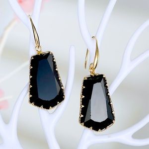 Black Crystal Hook Earrings